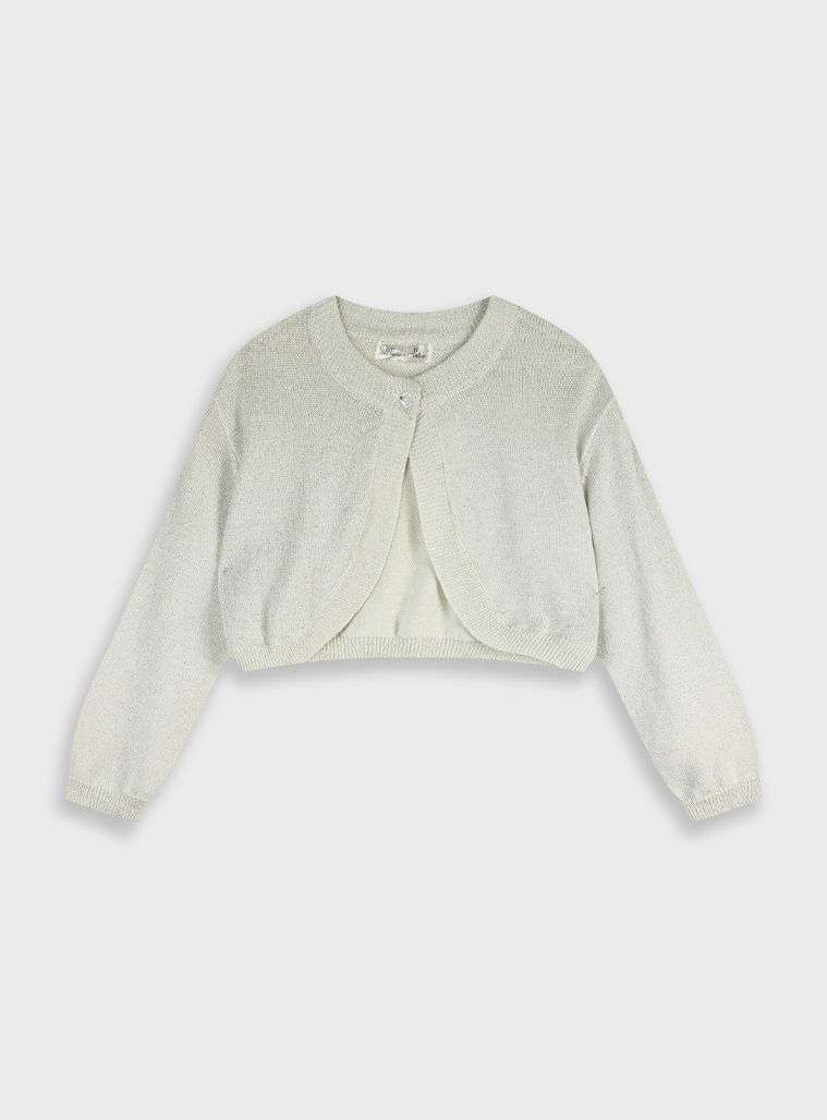 Knit bolero with metallic lurex thread for girls | SILVER