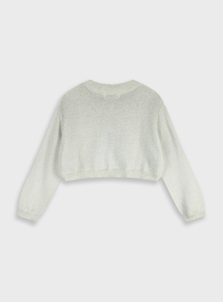 Knit bolero with metallic lurex thread for girls | SILVER
