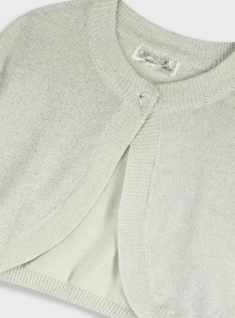 Knit bolero with metallic lurex thread for girls | SILVER