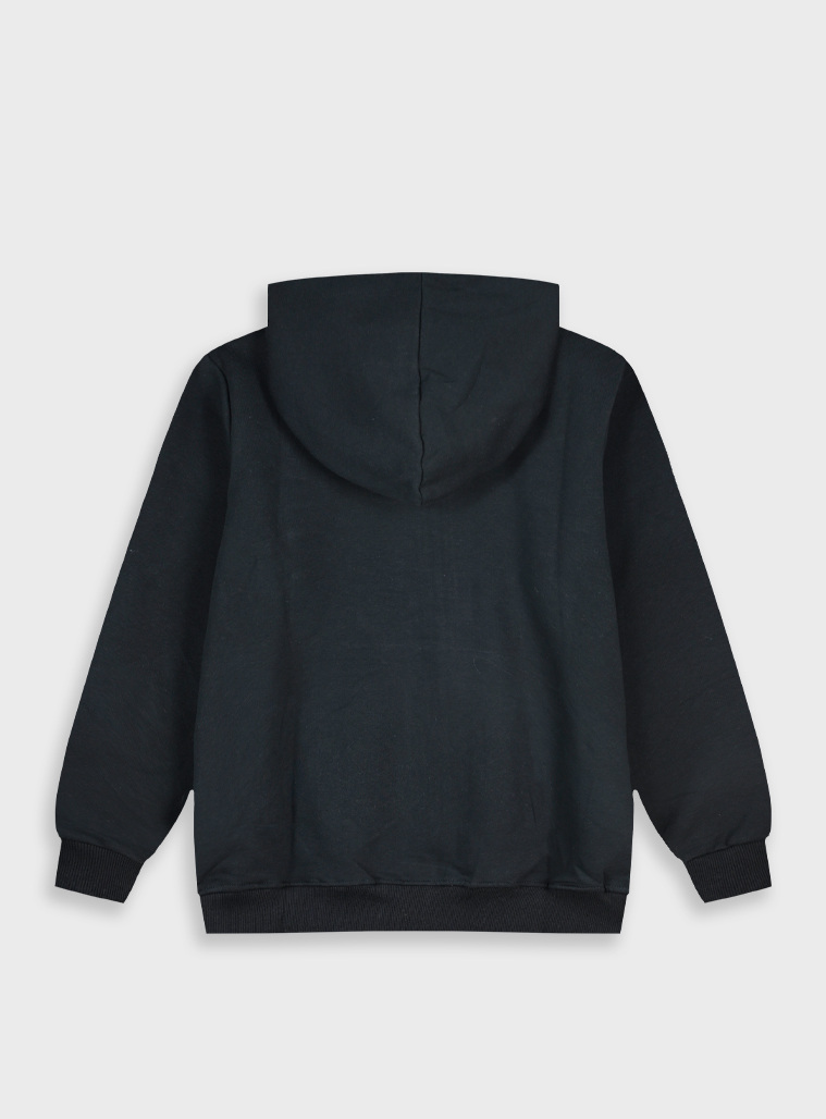 Fleece ζακέτα Energiers Basic Line με κουκούλα | ΜΑΥΡΟ