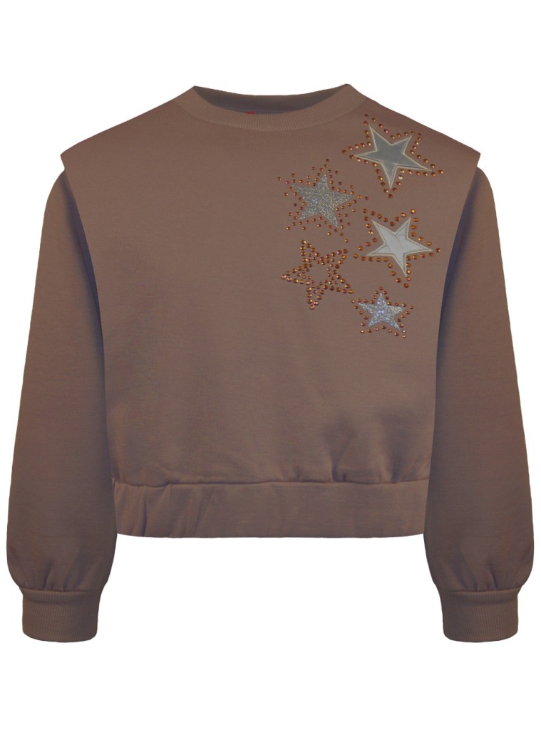 Fleece blouse with stars | CAPUCCINO