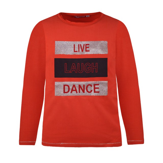 Shirt with glitter print for girls | RED