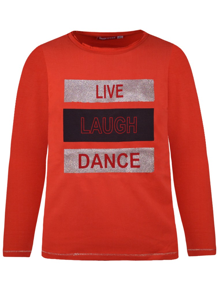 Shirt with glitter print for girls | RED