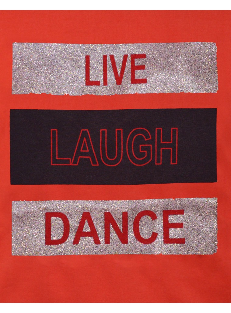 Shirt with glitter print for girls | RED