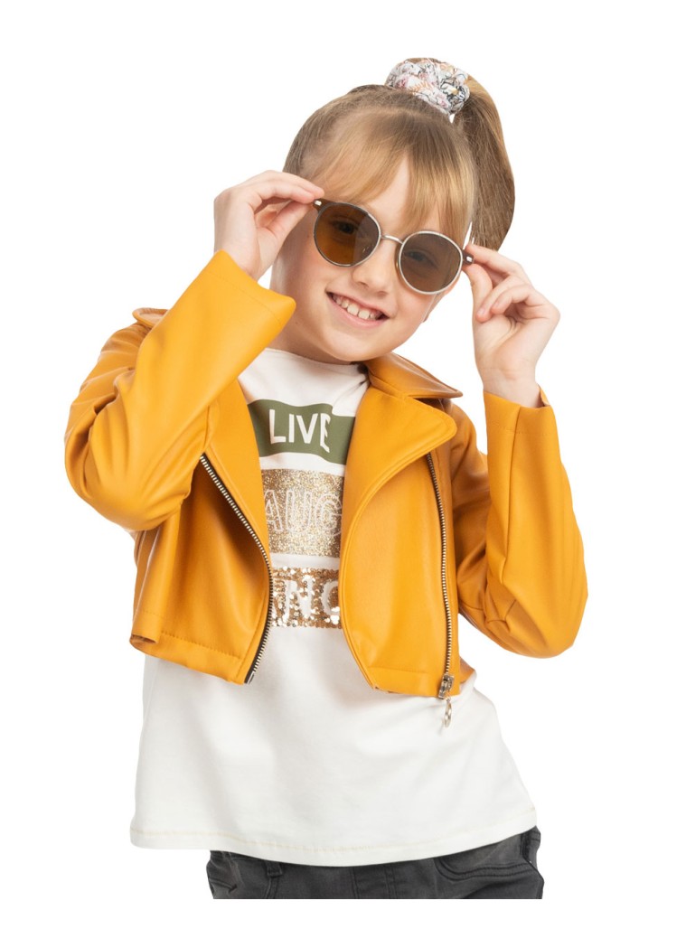 Shirt with glitter print for girls | ECRU Shirt with glitter print for girls | ECRU