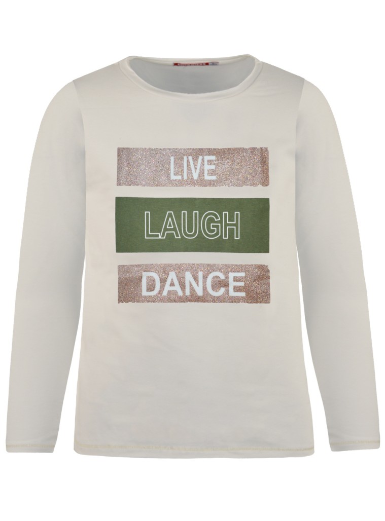 Shirt with glitter print for girls | ECRU Shirt with glitter print for girls | ECRU