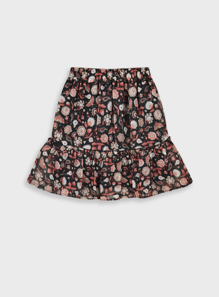 Girl΄s floral print skirt with lining | ALL OVER PRINT