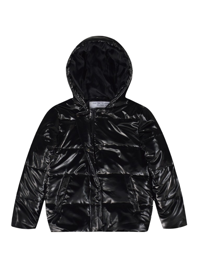 Γυαλιστερό μπουφάν καπιτονέ με κουκούλα για κορίτσι | ΜΑΥΡΟ Γυαλιστερό μπουφάν καπιτονέ με κουκούλα για κορίτσι | ΜΑΥΡΟ