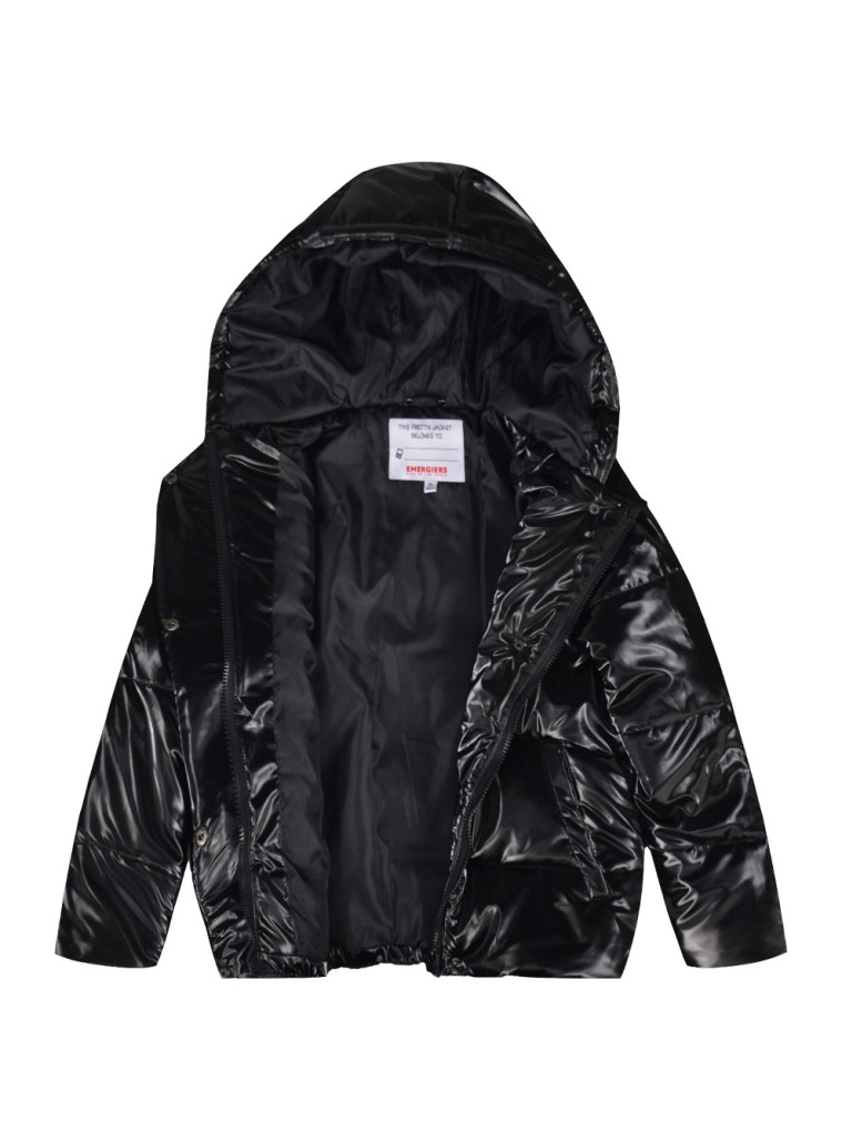 Γυαλιστερό μπουφάν καπιτονέ με κουκούλα για κορίτσι | ΜΑΥΡΟ Γυαλιστερό μπουφάν καπιτονέ με κουκούλα για κορίτσι | ΜΑΥΡΟ