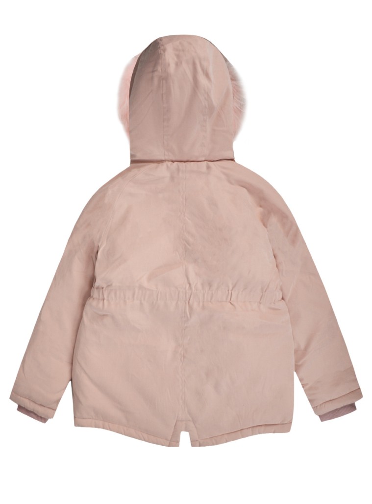 Παρκά με κουκούλα με γούνα για κορίτσι | ΣΚΟΝΙΣΜΕΝΟ ΡΟΖ