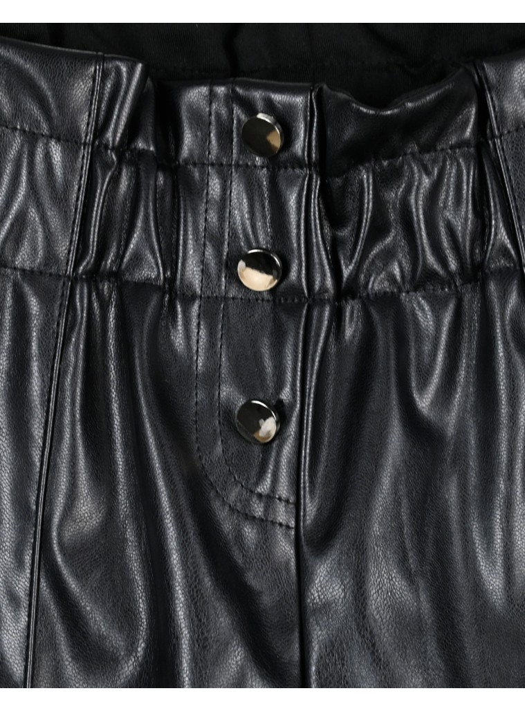 Imitation leather pants for girls | BLACK