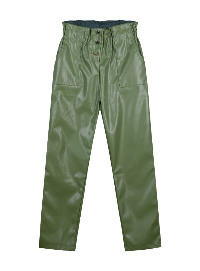 Imitation leather pants for girls | DESERT GREEN Imitation leather pants for girls | DESERT GREEN