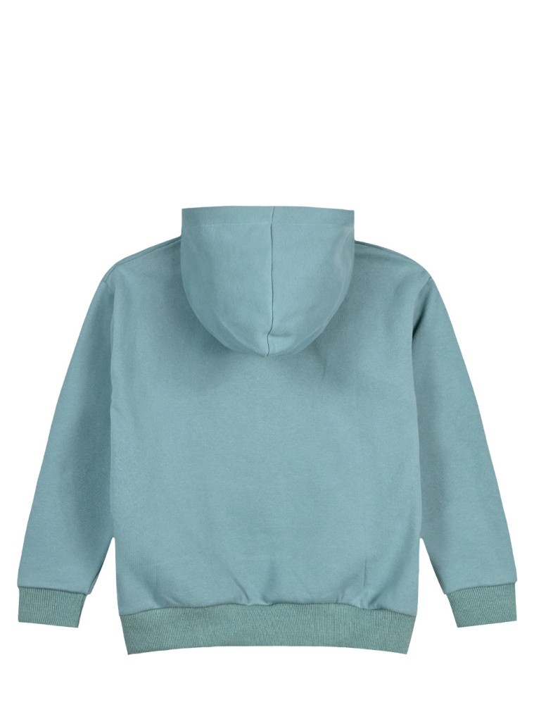 Girl΄s fleece blouse with hood and velour print | MINT GREEN