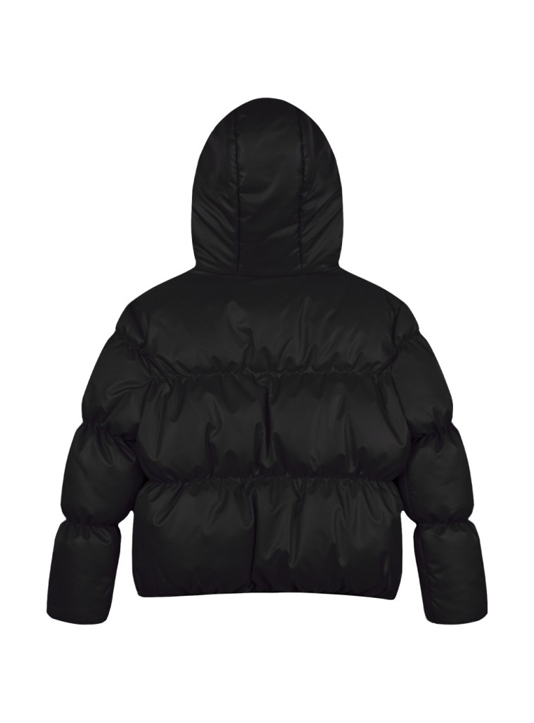 Girl΄s short puffer jacket with hood | BLACK