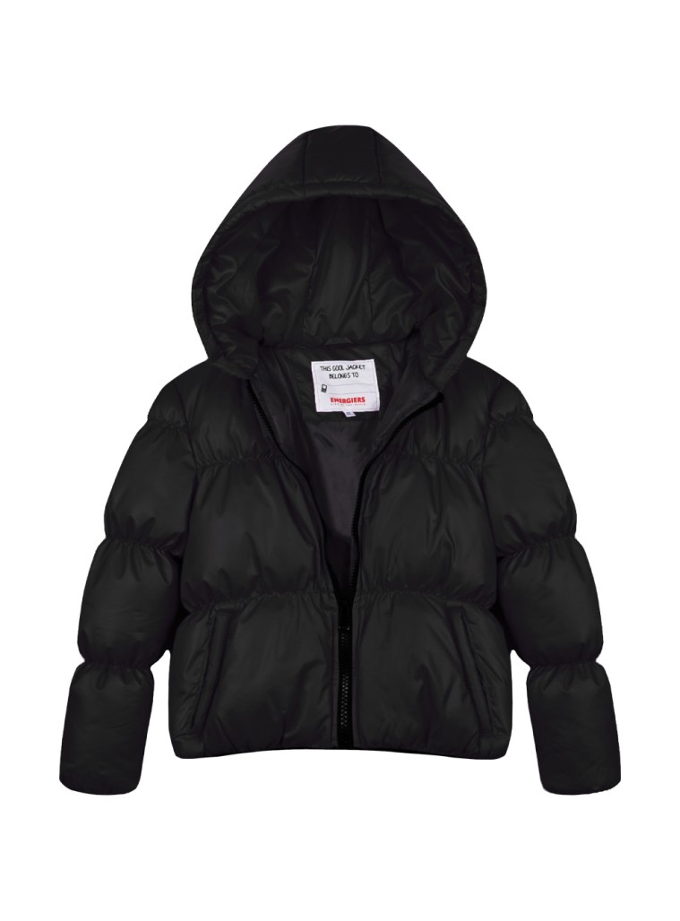 Girl΄s short puffer jacket with hood | BLACK