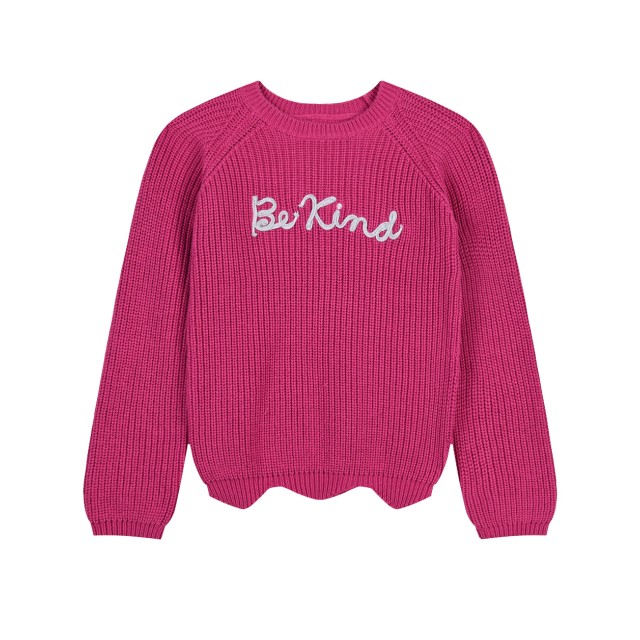 Girl΄s knit sweter with unever zig-zag hem | ORCHID