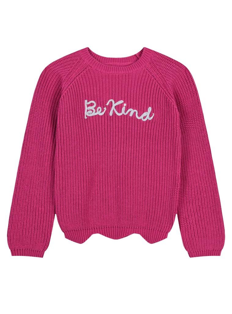 Girl΄s knit sweter with unever zig-zag hem | ORCHID