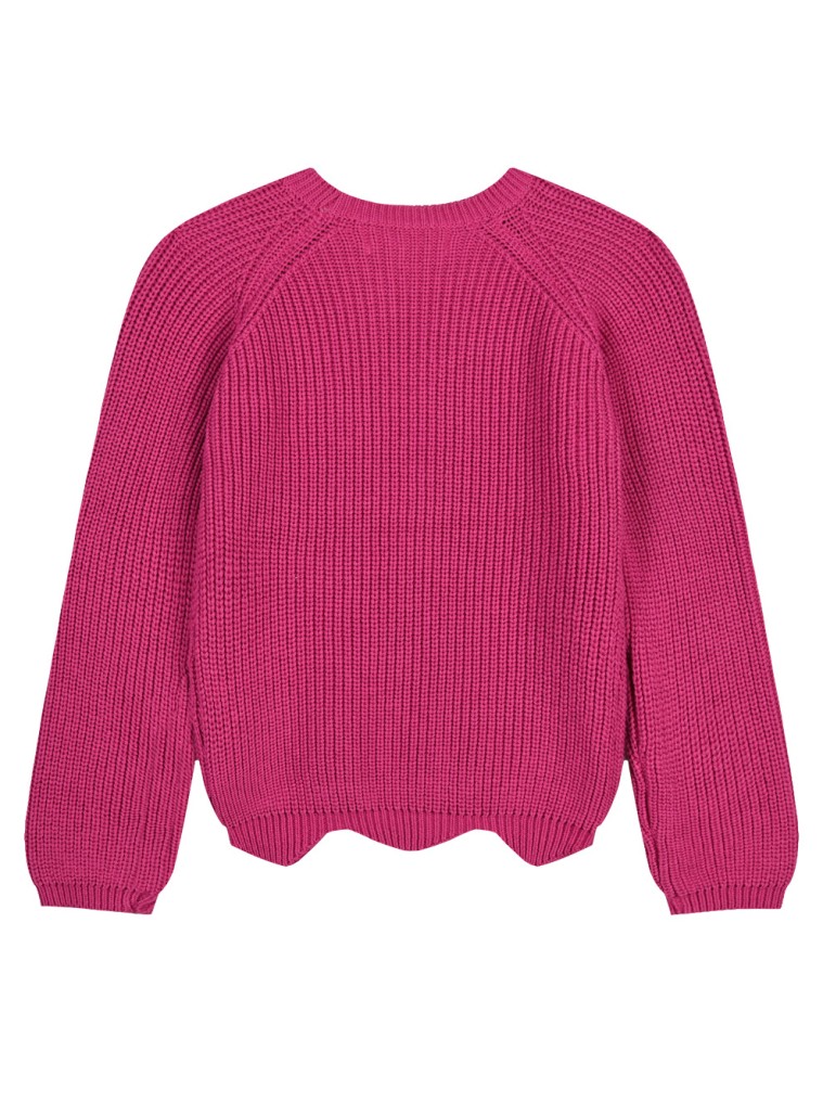 Girl΄s knit sweter with unever zig-zag hem | ORCHID