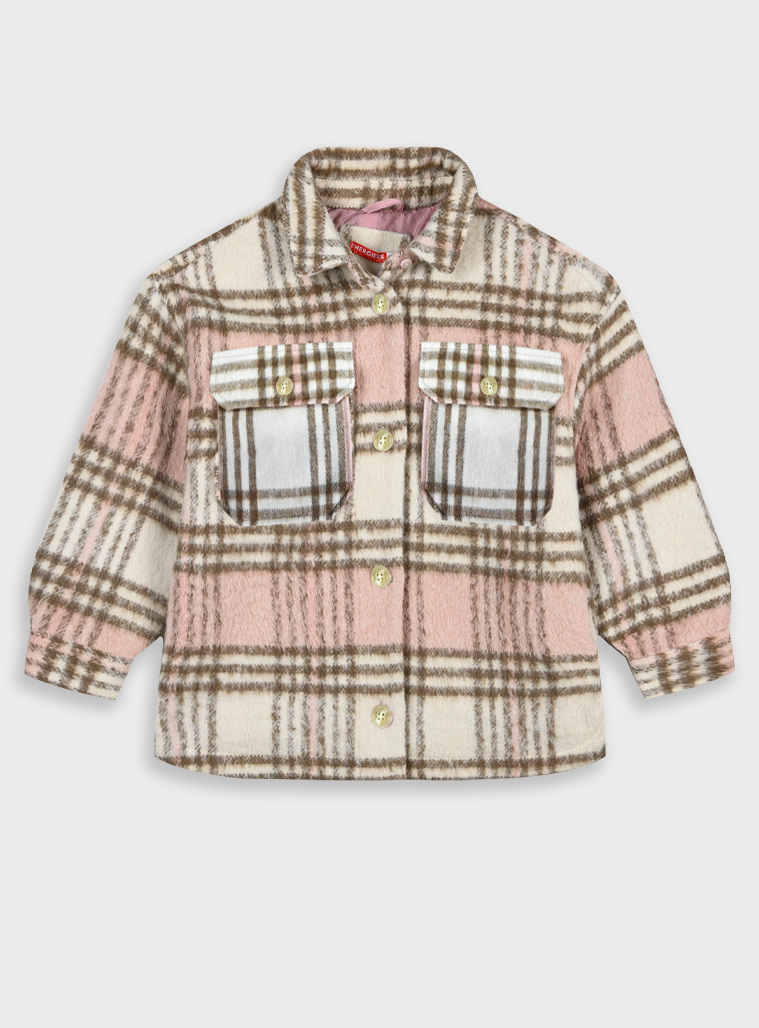 Oversized καρώ μπουφάν τύπου πουκάμισο για κορίτσι | ΚΑΡΡΩ Oversized καρώ μπουφάν τύπου πουκάμισο για κορίτσι | ΚΑΡΡΩ