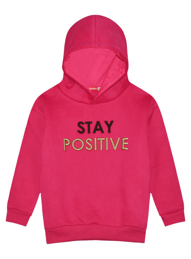 Girl΄s fleece blouse with hood and embroidery | ORCHID