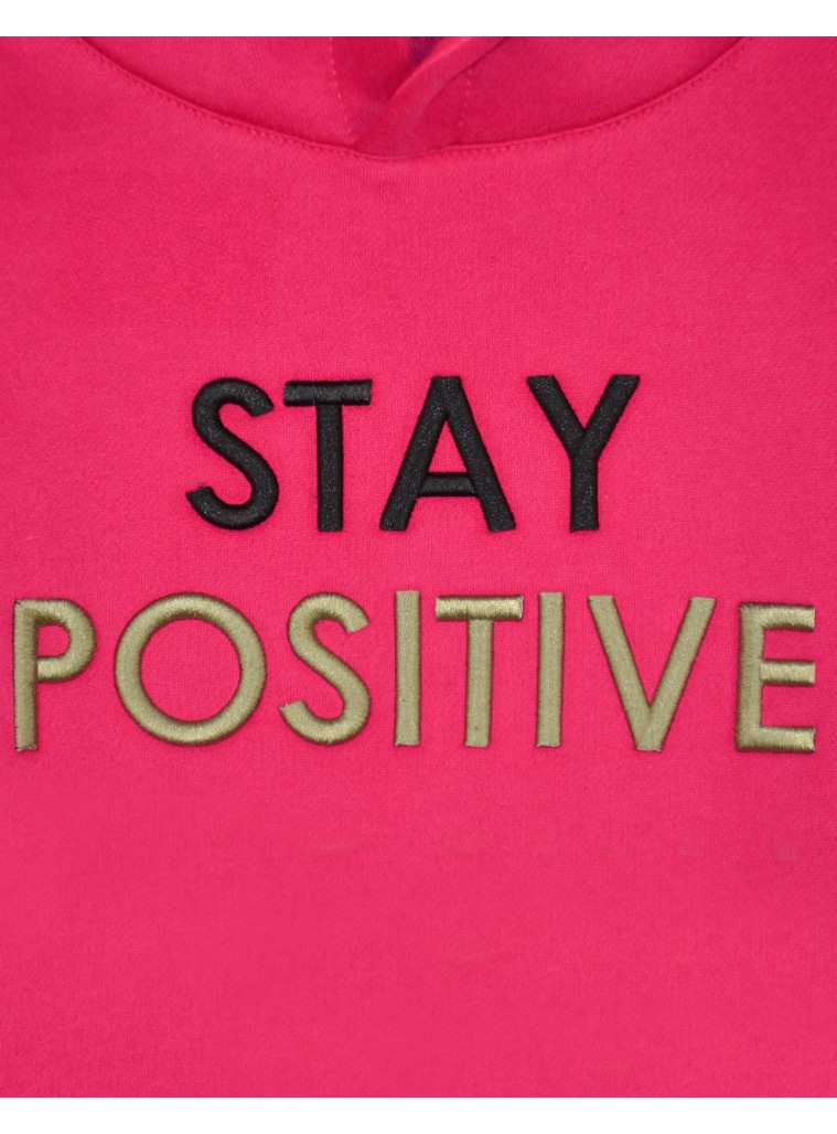 Girl΄s fleece blouse with hood and embroidery | ORCHID