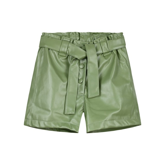 Imitation leather shorts for girls | DESERT GREEN