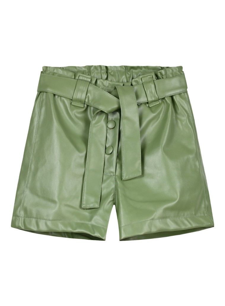 Imitation leather shorts for girls | DESERT GREEN
