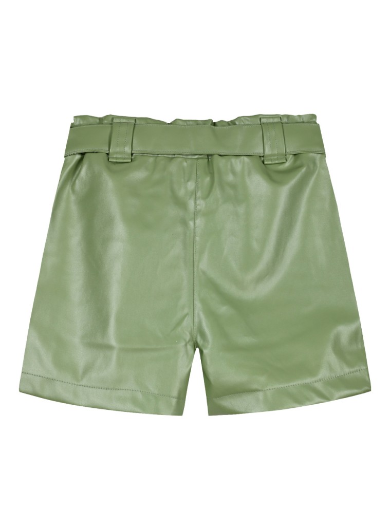Imitation leather shorts for girls | DESERT GREEN