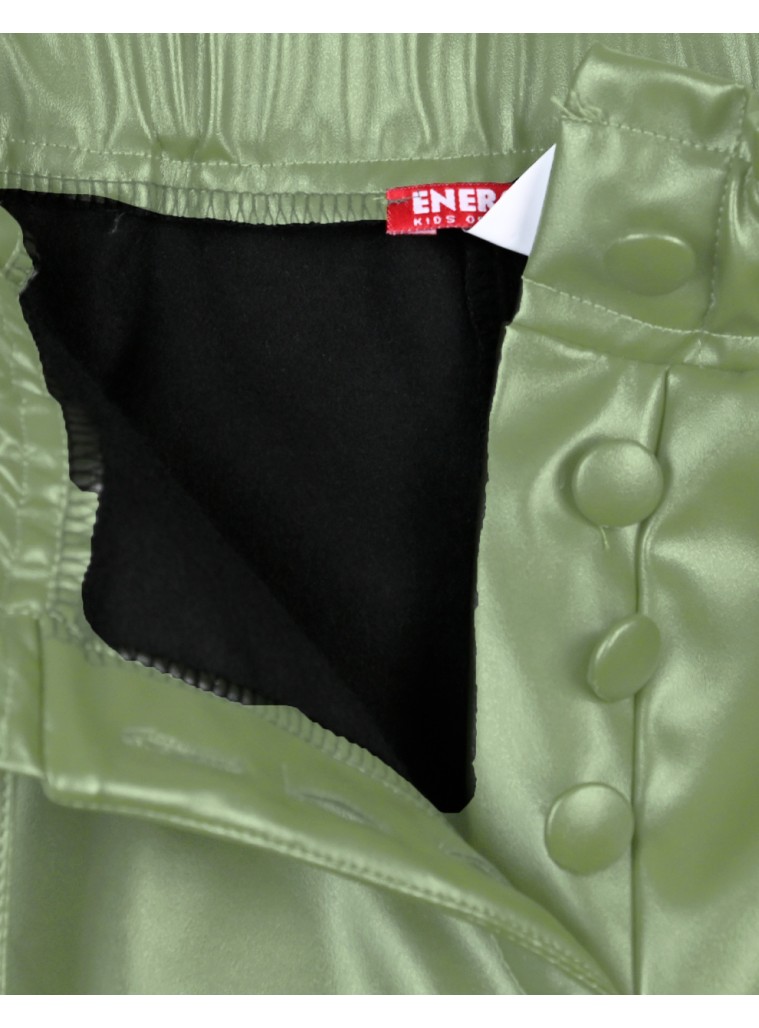 Imitation leather shorts for girls | DESERT GREEN