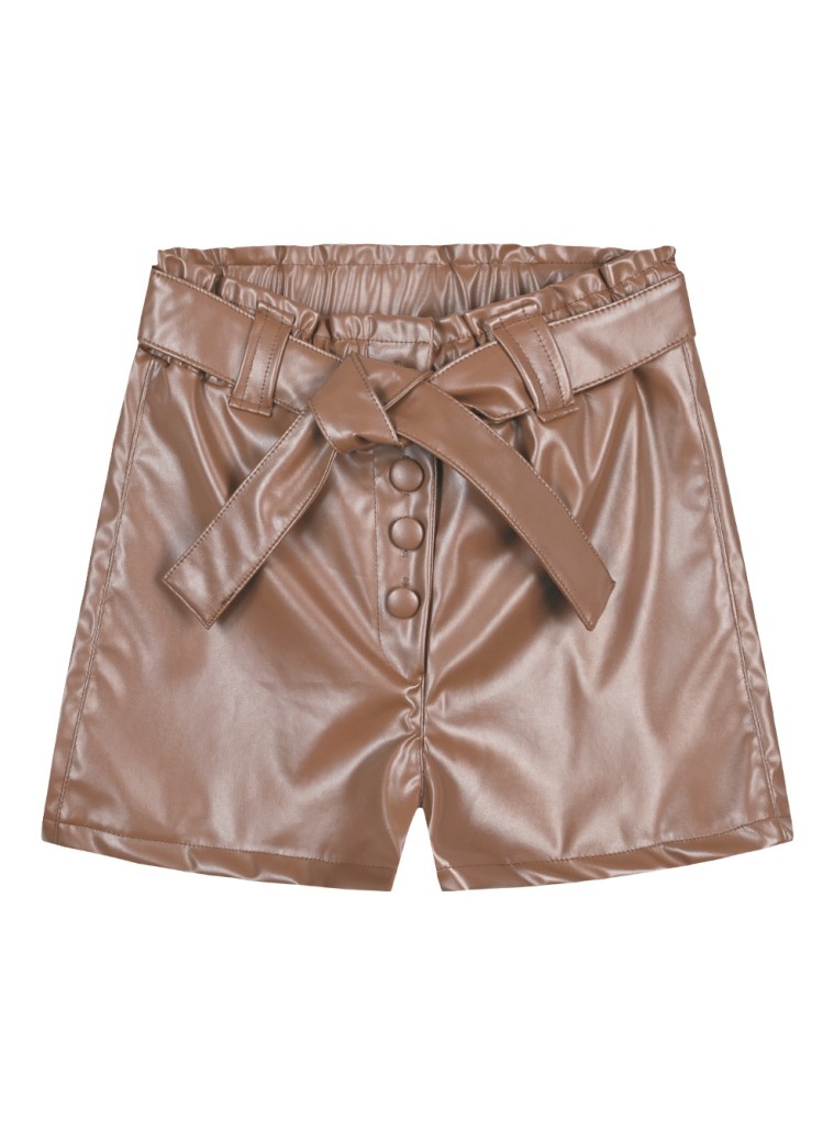 Imitation leather shorts for girls | MOCHA MOUSSE