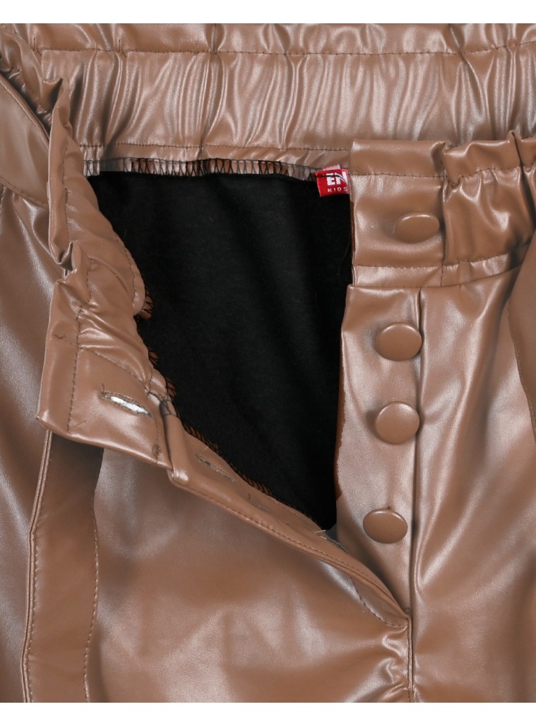 Imitation leather shorts for girls | MOCHA MOUSSE