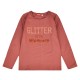 Girl΄s jersey blouse with glitter and velour print on the chest | TERRACOTTA