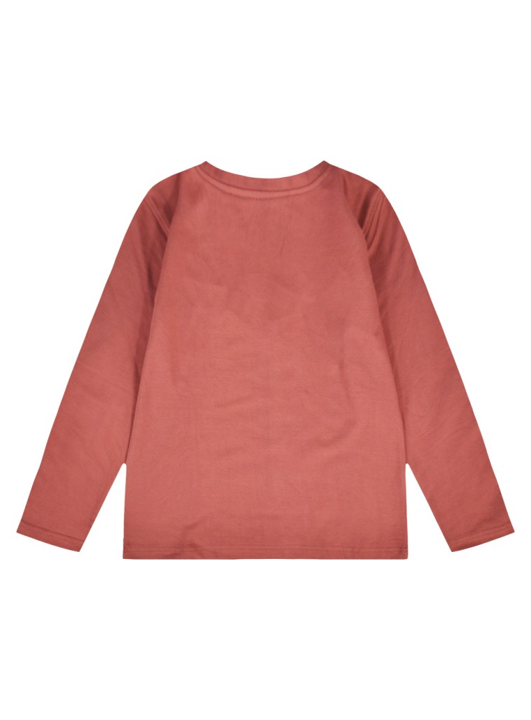 Girl΄s jersey blouse with glitter and velour print on the chest | TERRACOTTA