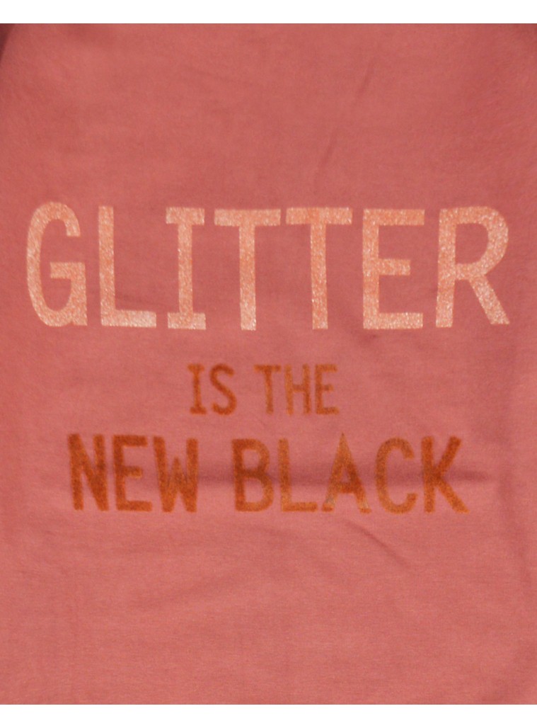 Girl΄s jersey blouse with glitter and velour print on the chest | TERRACOTTA