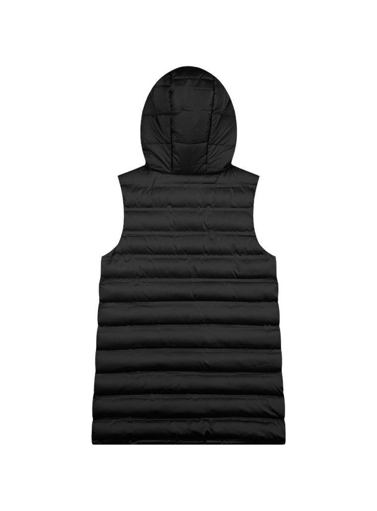 Girl΄s long, sleeveless jacket with hood | BLACK