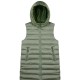 Girl΄s long, sleeveless jacket with hood | DESERT GREEN