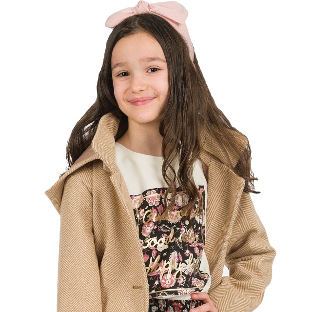 Girl΄s jersey blouse with print on the chest | FLORAL