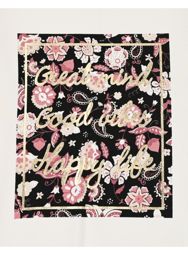 Girl΄s jersey blouse with print on the chest | FLORAL