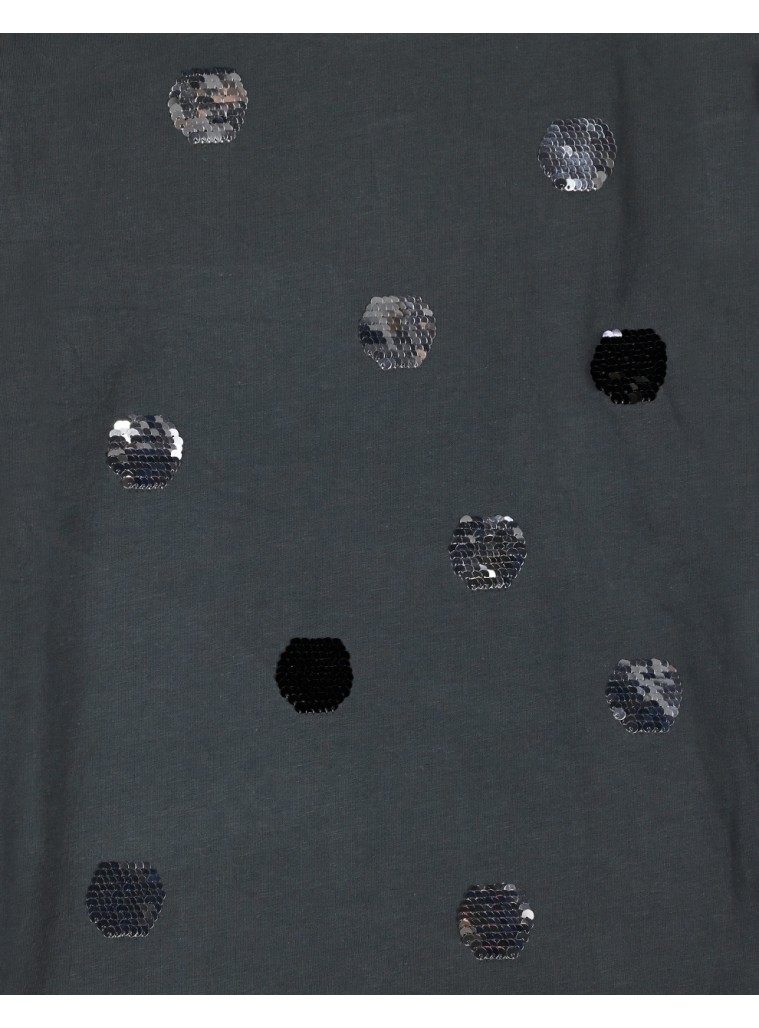Girl΄s jersey blouse with reversile sequins | ANTHRACITE