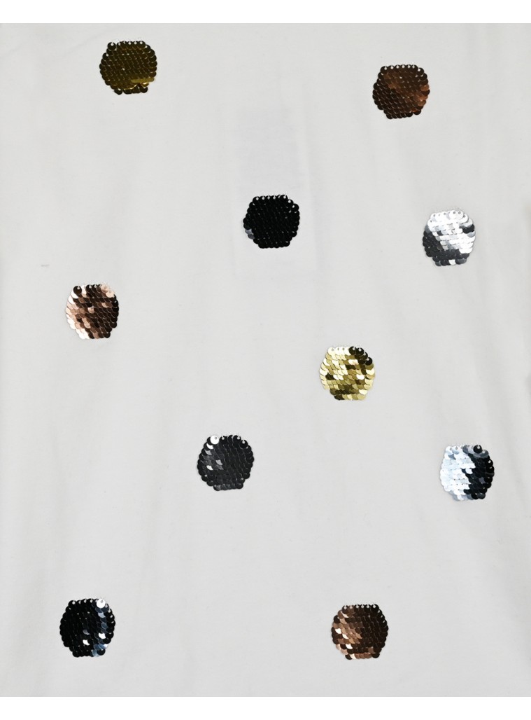 Girl΄s jersey blouse with reversile sequins | ECRU