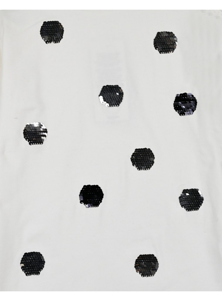 Girl΄s jersey blouse with reversile sequins | ECRU