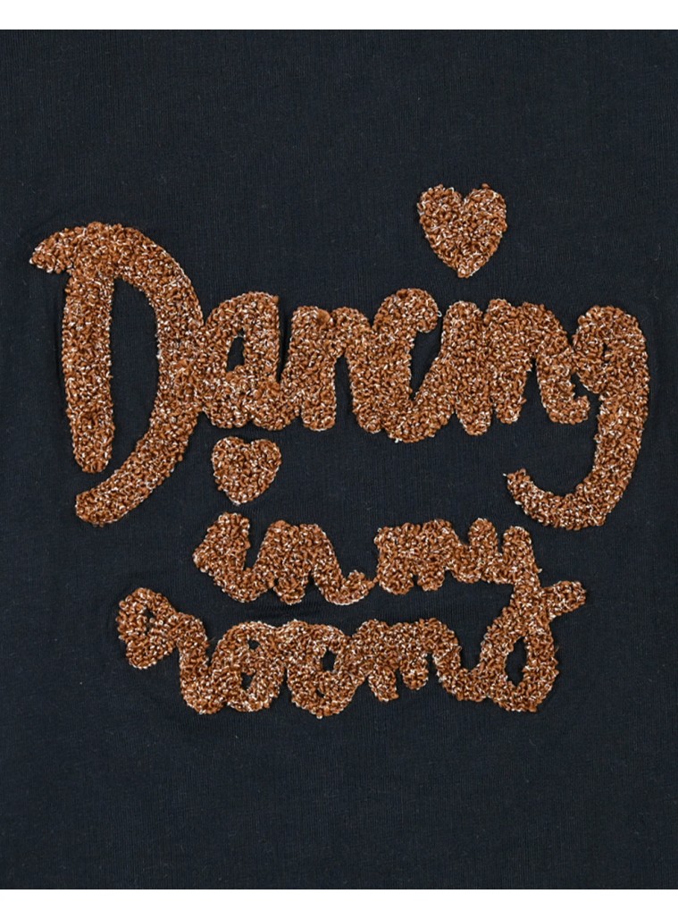 Μπλούζα βαμβακερή με κέντημα για κορίτσι | ΜΑΥΡΟ Μπλούζα βαμβακερή με κέντημα για κορίτσι | ΜΑΥΡΟ