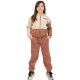 Girl΄s colour block fleece set with jacket with hood and print | MOCHA MOUSSE
