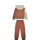 Girl΄s colour block fleece set with jacket with hood and print | MOCHA MOUSSE