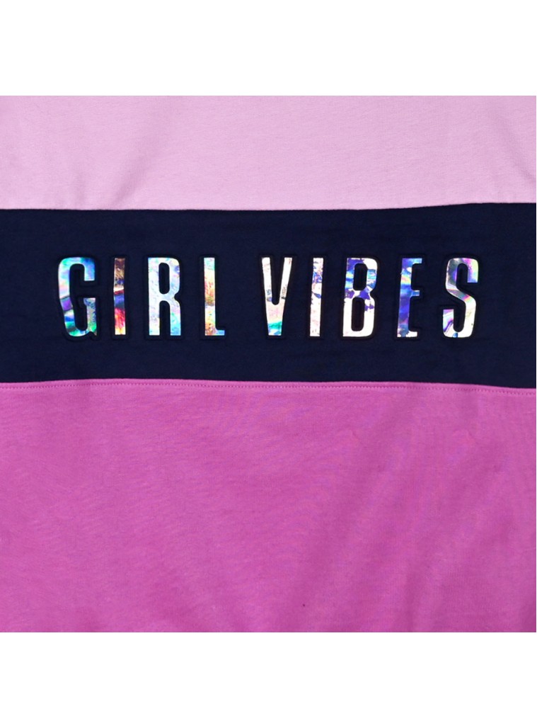 Girl΄s fleece set with embossed print and matching scrunchie | NAVY