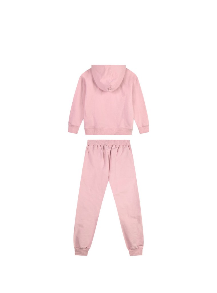 Girl΄s fleece set with hood and print, Eco Friendly | DUSTY PINK