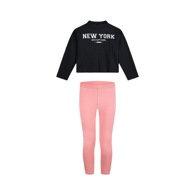 Fleece set blouse with print with long leggings for girls | PAPAYA Fleece set blouse with print with long leggings for girls | PAPAYA