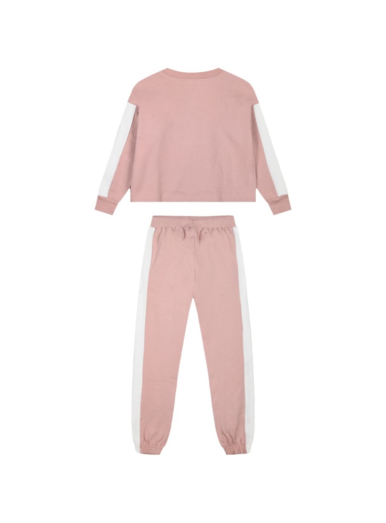 Girl΄s fleece two-coloured set | DUSTY PINK