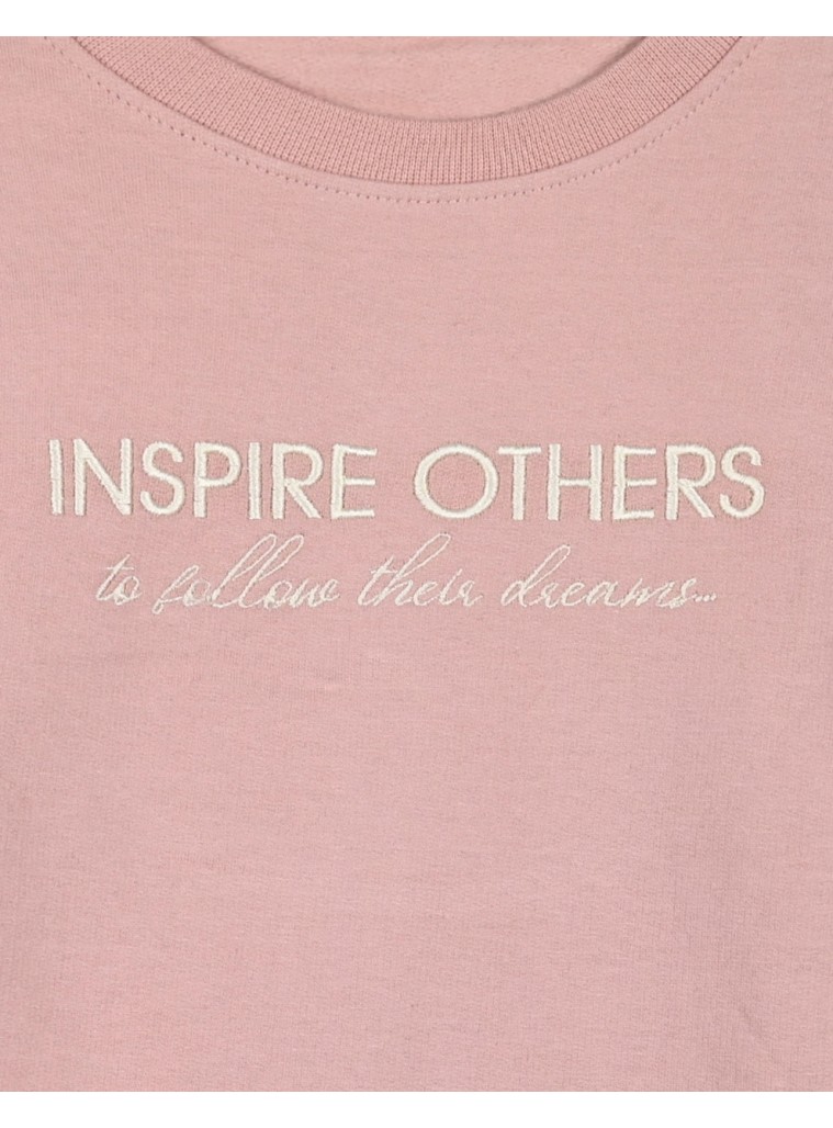 Girl΄s fleece two-coloured set | DUSTY PINK