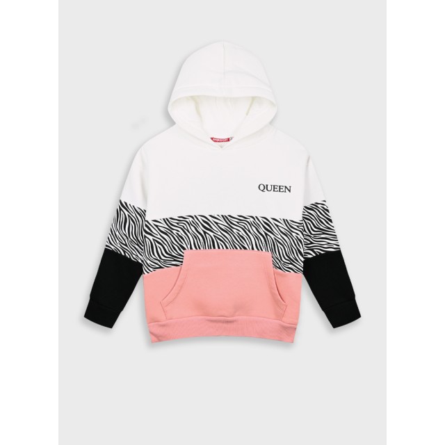 Fleece hoodie with print | PAPAYA